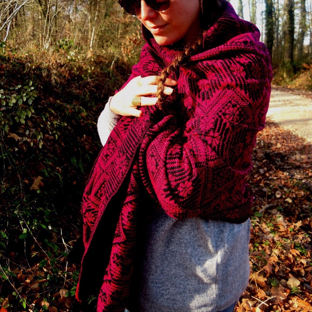 New Mexican Woven Shawl Tribal Ethnic Scarf - Picture 6 of 8